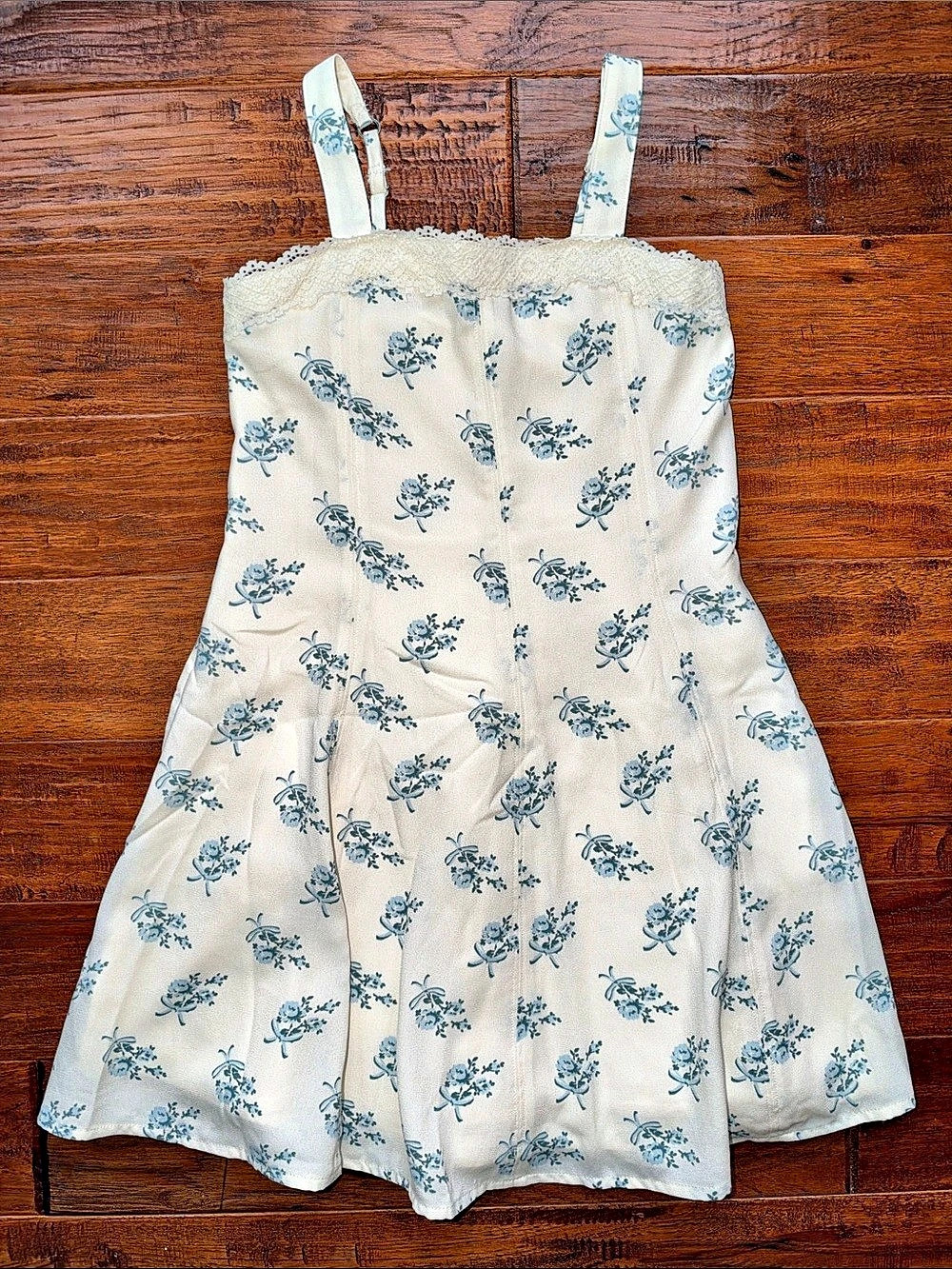 Abercrombie Kids Girls Floral Adjustable Sundress Cream & Blue Size 9/10